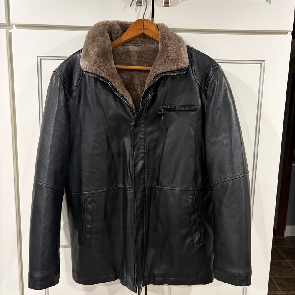 Men's Black Faux Leather Jacket From China